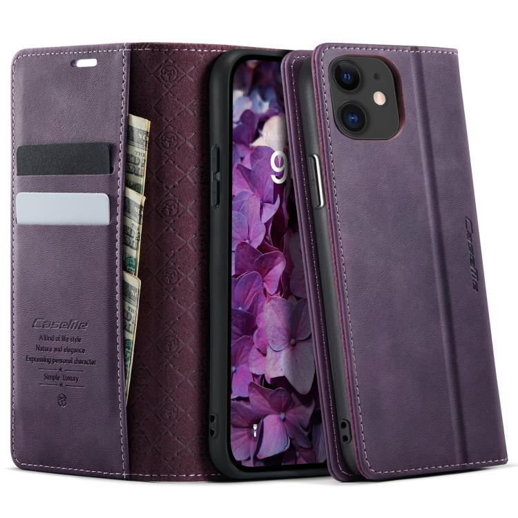 

For iPhone 11 CaseMe 033 Calf Leather Lining Microfibre RFID Blocking Phone Case(Purple)