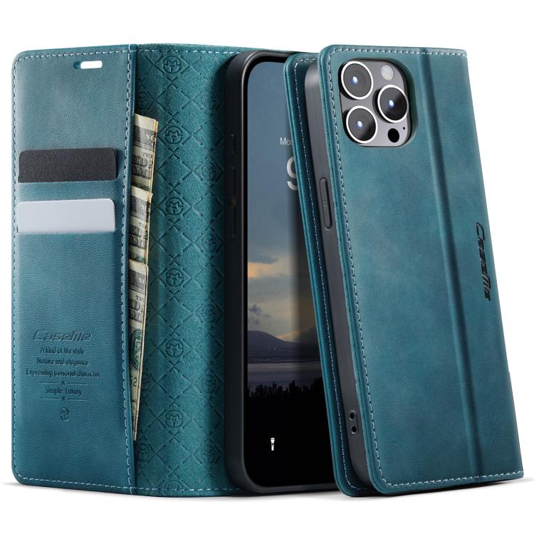 

For iPhone 12 / 12 Pro CaseMe 033 Calf Leather Lining Microfibre RFID Blocking Phone Case(Green)