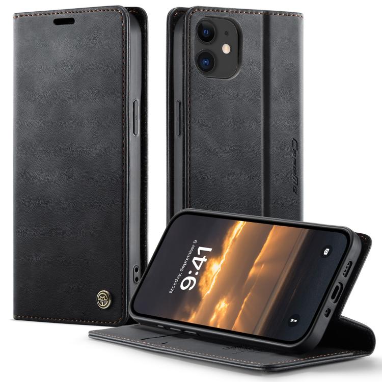 

For iPhone 12 mini CaseMe 033 Calf Leather Lining Microfibre RFID Blocking Phone Case(Black)