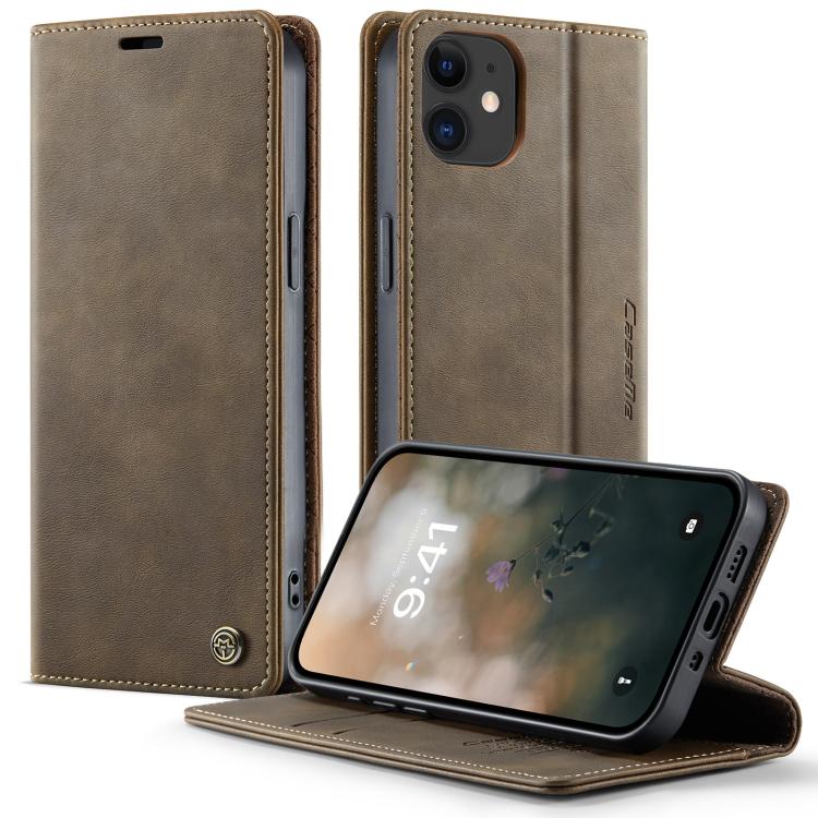 

For iPhone 12 mini CaseMe 033 Calf Leather Lining Microfibre RFID Blocking Phone Case(Coffee)