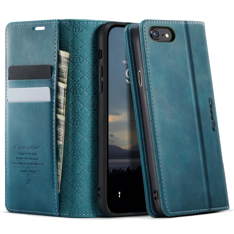 

For iPhone SE 2022 / 8 / 7 CaseMe 033 Calf Leather Lining Microfibre RFID Blocking Phone Case(Green)