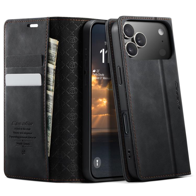 

For iPhone 17 Pro Max CaseMe 033 Calf Leather Lining Microfibre RFID Blocking Phone Case(Black)