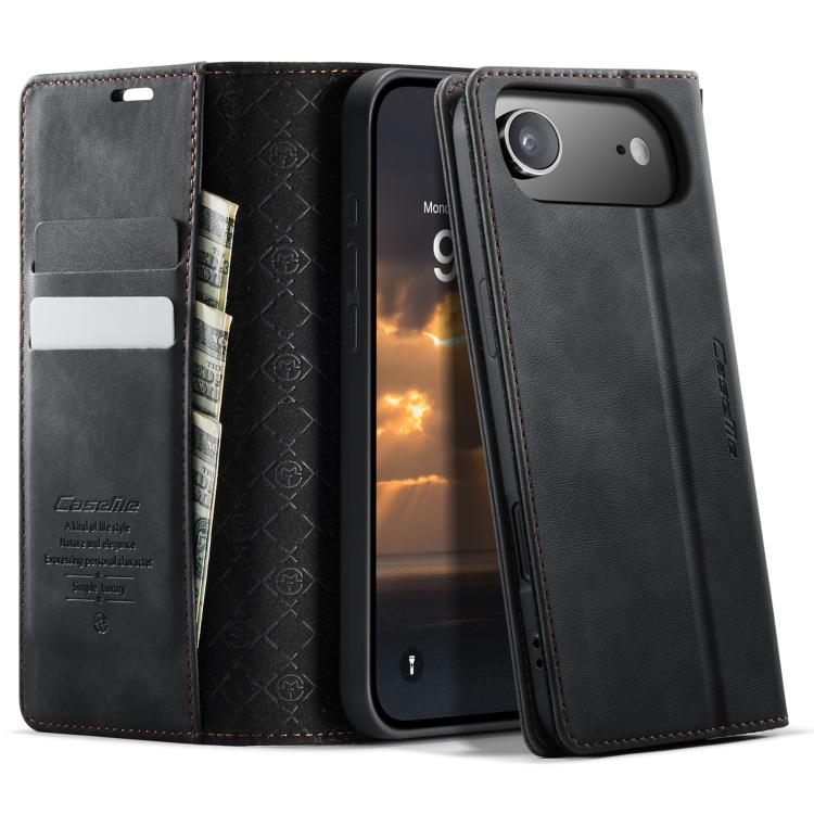 

For iPhone 17 Air CaseMe 033 Calf Leather Lining Microfibre RFID Blocking Phone Case(Black)