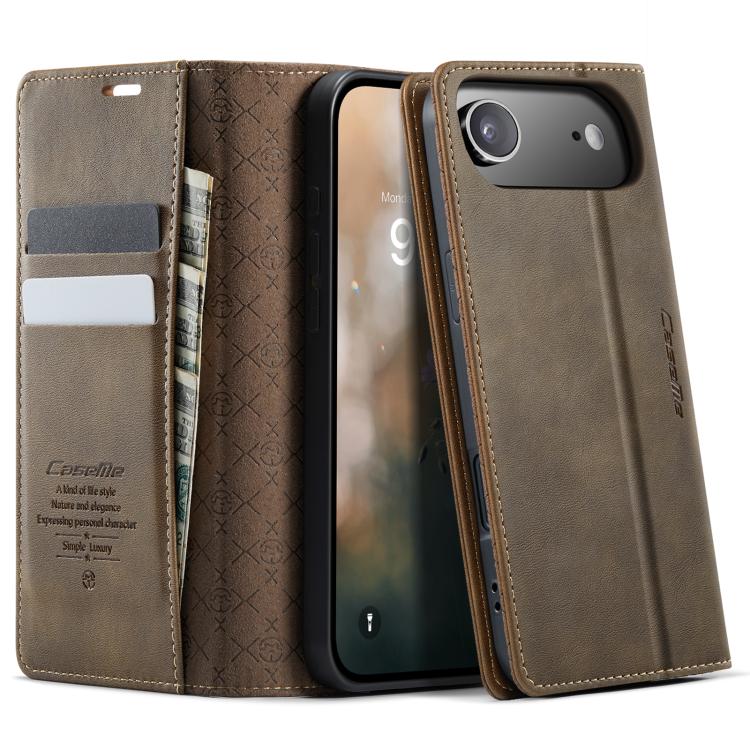 

For iPhone Air CaseMe 033 Calf Leather Lining Microfibre RFID Blocking Phone Case(Coffee)