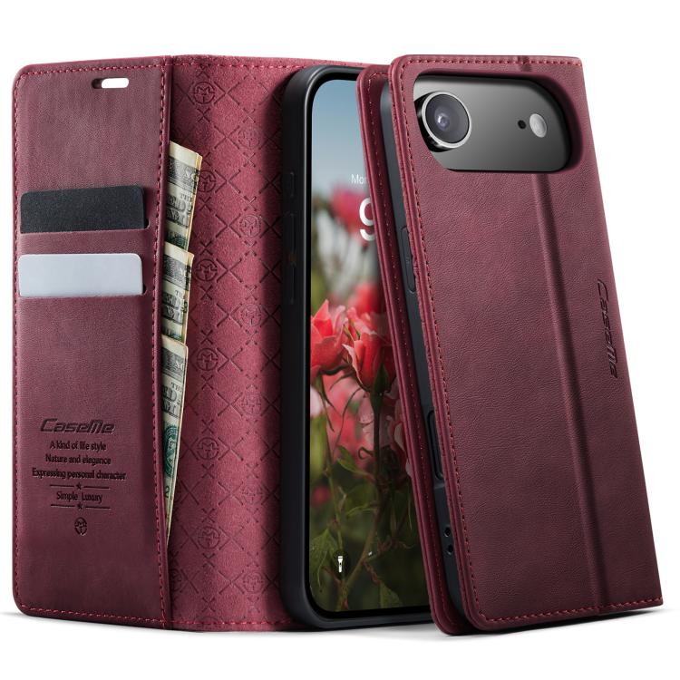 

For iPhone 17 Air CaseMe 033 Calf Leather Lining Microfibre RFID Blocking Phone Case(Red)