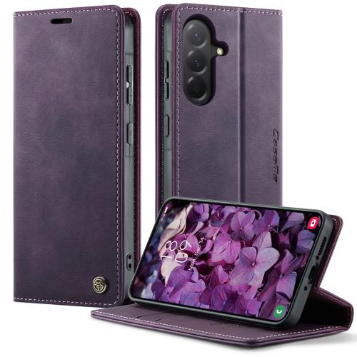 

For Samsung Galaxy A12 5G CaseMe 033 Calf Leather Lining Microfibre RFID Blocking Phone Case(Purple)