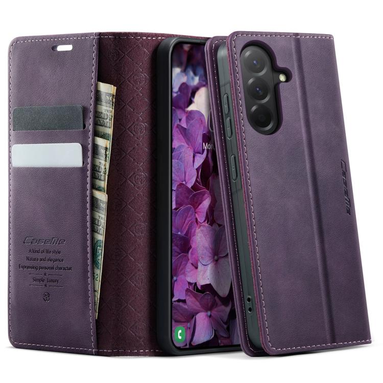 

For Samsung Galaxy A36 5G CaseMe 033 Calf Leather Lining Microfibre RFID Blocking Phone Case(Purple)