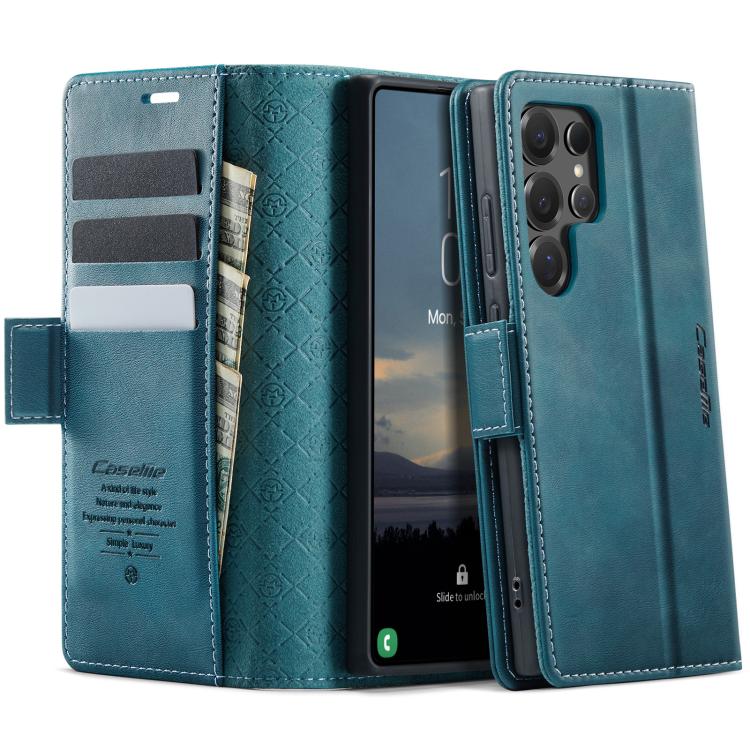 

For Samsung Galaxy S25 Ultra 5G CaseMe 033 Calf Leather Lining Microfibre RFID Blocking Phone Case(Green)