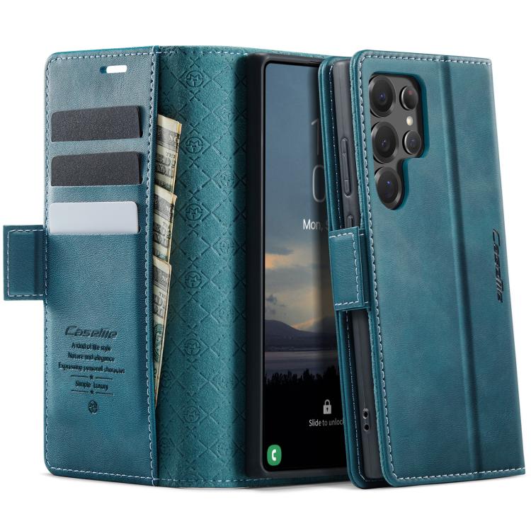 

For Samsung Galaxy S22 Ultra 5G CaseMe 033 Calf Leather Lining Microfibre RFID Blocking Phone Case(Green)