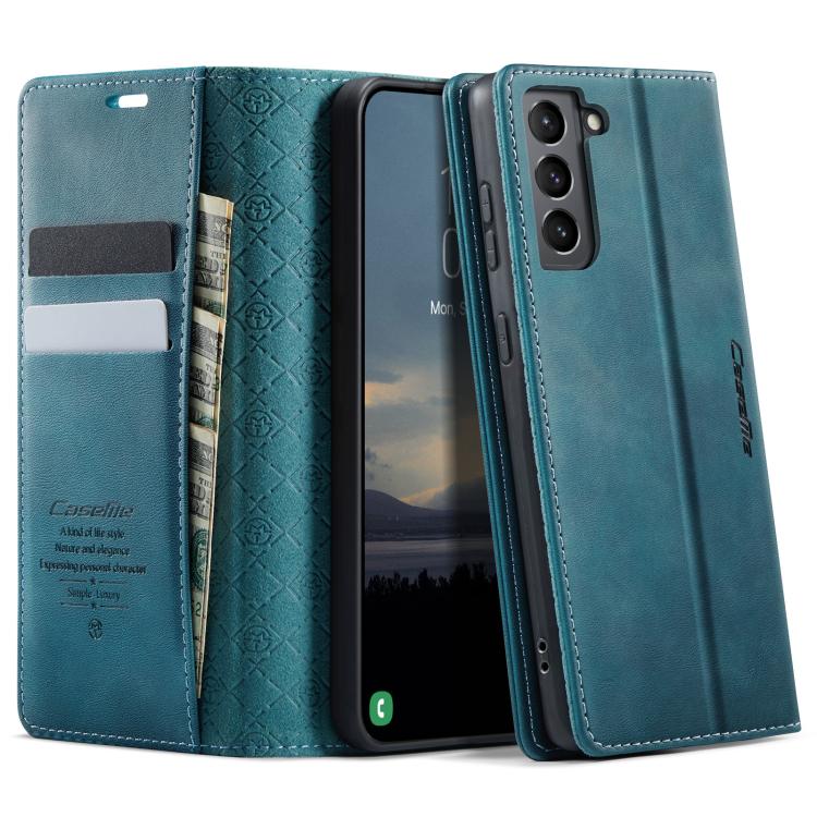 

For Samsung Galaxy S21 FE 5G CaseMe 033 Calf Leather Lining Microfibre RFID Blocking Phone Case(Green)