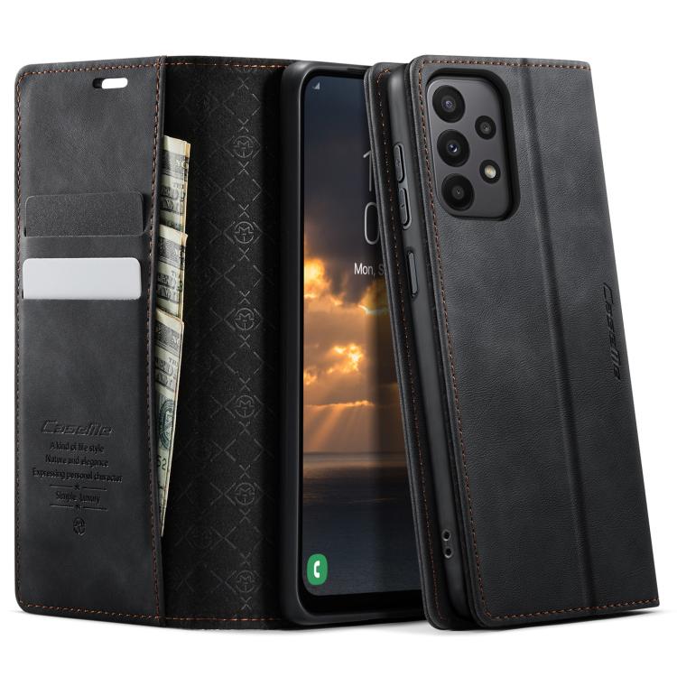 

For Samsung Galaxy A23 / M23 CaseMe 033 Calf Leather Lining Microfibre RFID Blocking Phone Case(Black)