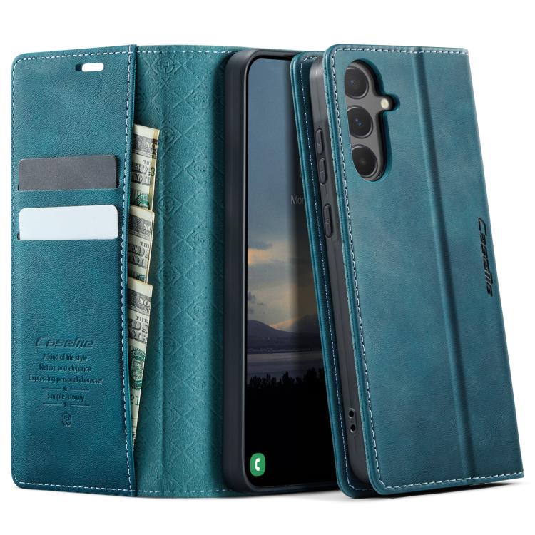 

For Samsung Galaxy A55 CaseMe 033 Calf Leather Lining Microfibre RFID Blocking Phone Case(Green)