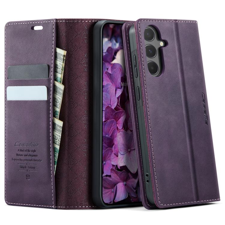 

For Samsung Galaxy A55 CaseMe 033 Calf Leather Lining Microfibre RFID Blocking Phone Case(Purple)