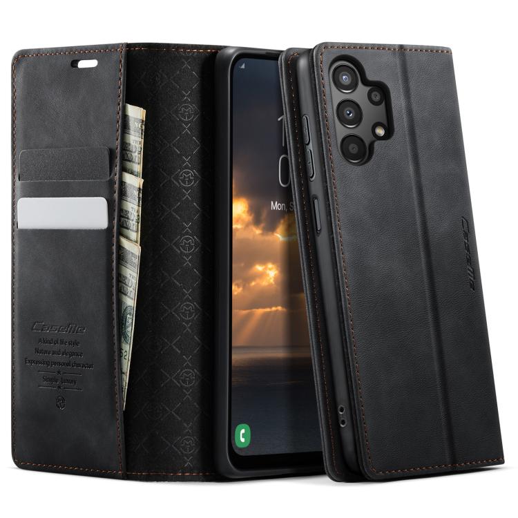 

For Samsung Galaxy A13 / A04s CaseMe 033 Calf Leather Lining Microfibre RFID Blocking Phone Case(Black)