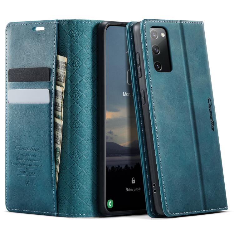 

For Samsung Galaxy S20 FE CaseMe 033 Calf Leather Lining Microfibre RFID Blocking Phone Case(Green)