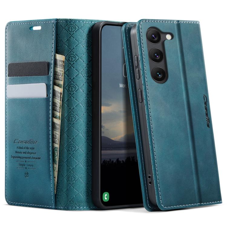 

For Samsung Galaxy S23 5G CaseMe 033 Calf Leather Lining Microfibre RFID Blocking Phone Case(Green)