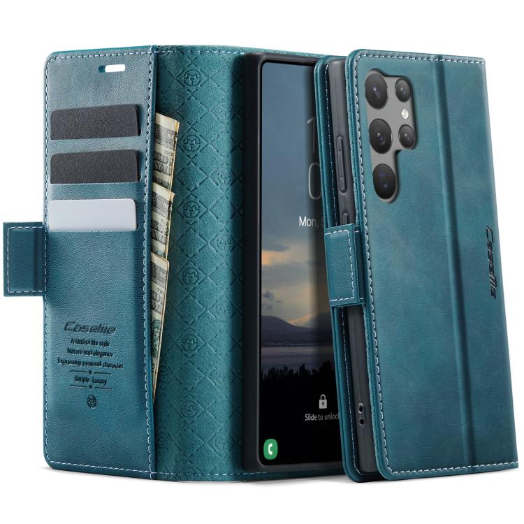 

For Samsung Galaxy S23 Ultra 5G CaseMe 033 Calf Leather Lining Microfibre RFID Blocking Phone Case(Green)