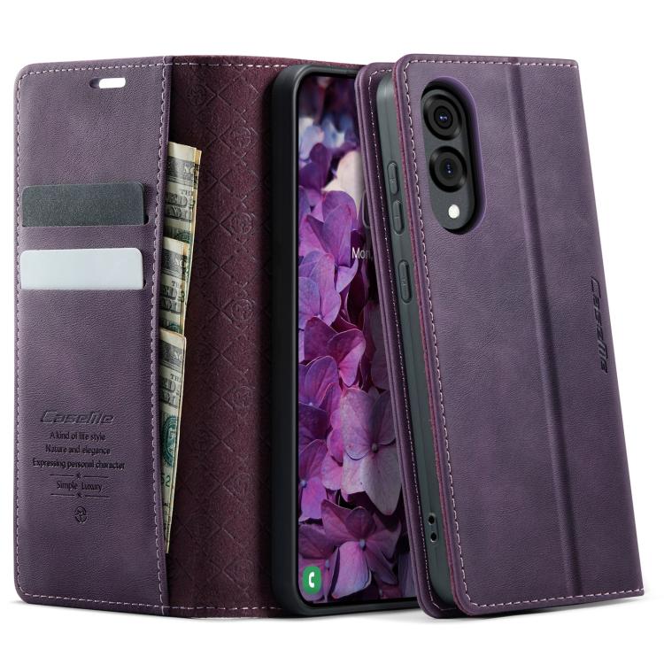 

For Samsung Galaxy S25 Edge CaseMe 033 Calf Leather Lining Microfibre RFID Blocking Phone Case(Purple)