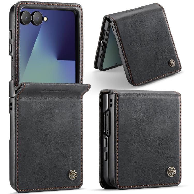 

For Samsung Galaxy Z Filp7 5G CaseMe 033 Calf Leather Lining Microfibre RFID Blocking Phone Case(Black)