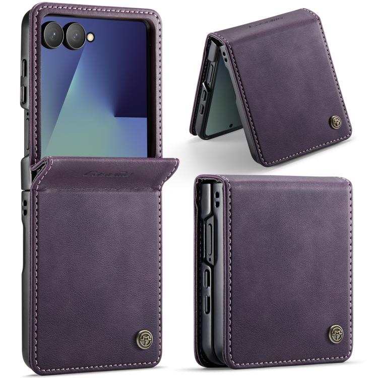 

For Samsung Galaxy Z Filp7 5G CaseMe 033 Calf Leather Lining Microfibre RFID Blocking Phone Case(Purple)
