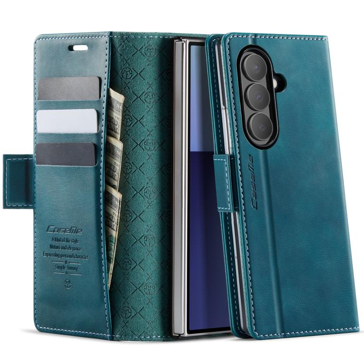 

For Samsung Galaxy Z Fold7 5G CaseMe 033 Calf Leather Lining Microfibre RFID Blocking Phone Case(Green)