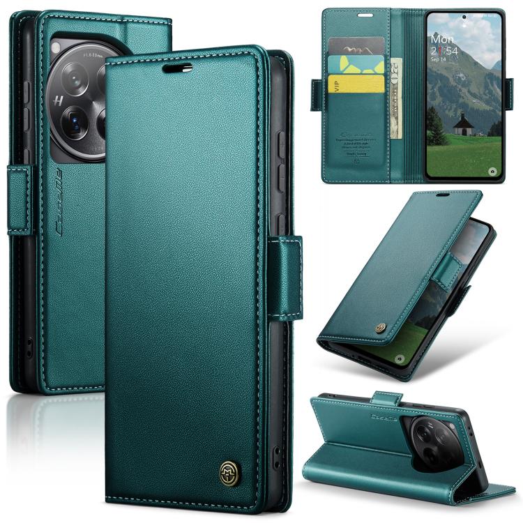 

For OnePlus 12 CaseMe 023 Butterfly Buckle Litchi Texture RFID Anti-theft Leather Phone Case(Green)