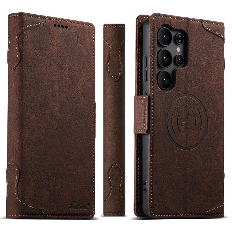 

For Samsung Galaxy S25 Ultra 5G SUTENI J07 Multifunctional Horizontal Flip Magsafe Leather Phone Case(Brown)