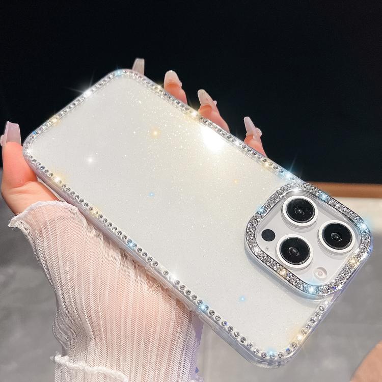 

For iPhone 13 Pro Rhinestone Glitter TPU 4-corners Anti-fall Phone Case(Transparent)