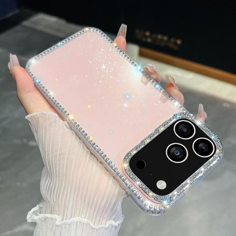 

For iPhone 17 Pro Max Rhinestone Glitter TPU 4-corners Anti-fall Phone Case(Light Pink)