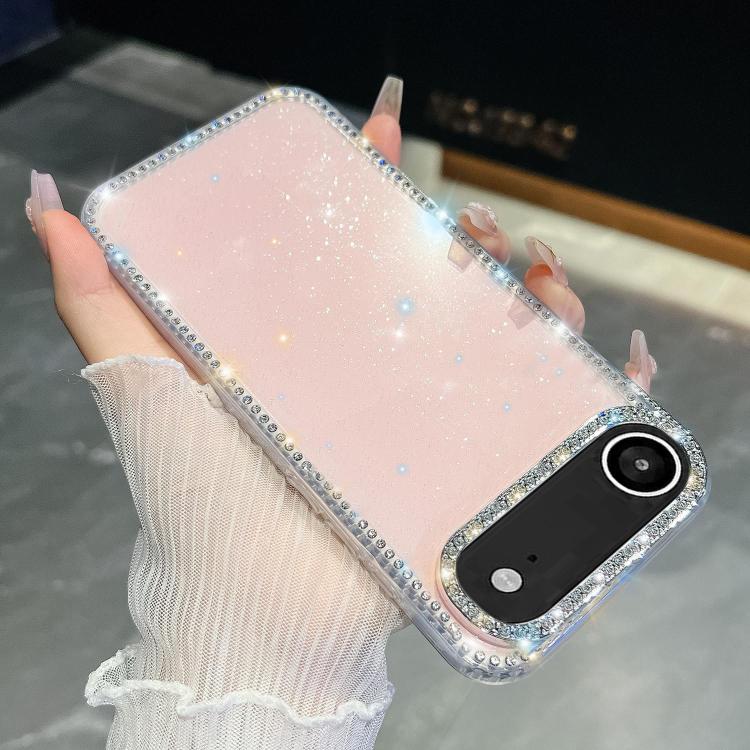 

For iPhone Air Rhinestone Glitter TPU 4-corners Anti-fall Phone Case(Light Pink)
