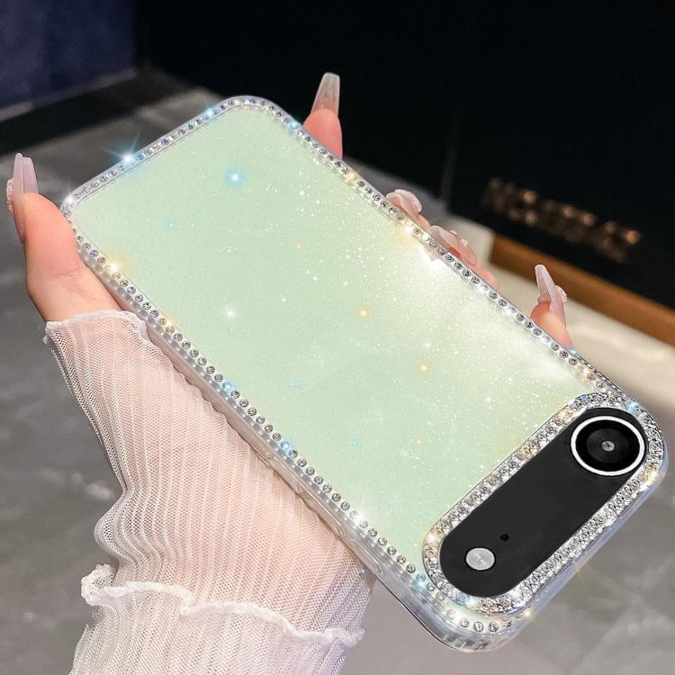 

For iPhone Air Rhinestone Glitter TPU 4-corners Anti-fall Phone Case(Light Green)