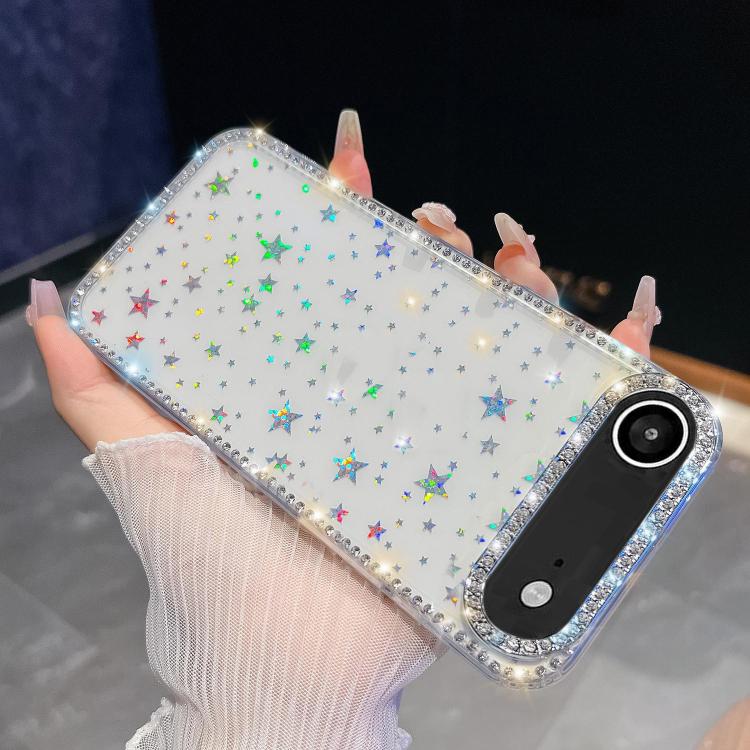 

For iPhone 17 Air Rhinestone Glitter TPU 4-corners Anti-fall Phone Case(Transparent Stars)