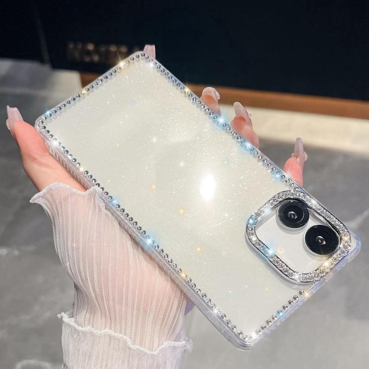 

For Samsung Galaxy A07 5G Rhinestone Glitter TPU 4-corners Anti-fall Phone Case(Transparent)