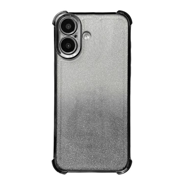 

For iPhone 16 Plus Electrpolated Glitter Four-corner Shockproof Space TPU Phone Case(Gradient Black)