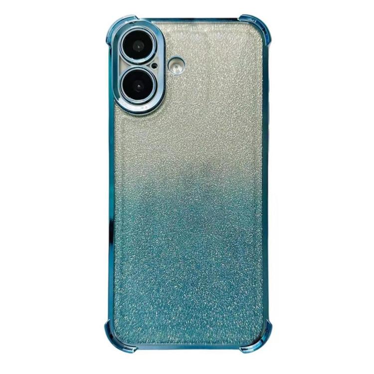 

For iPhone 16 Electrpolated Glitter Four-corner Shockproof Space TPU Phone Case(Gradient Blue)