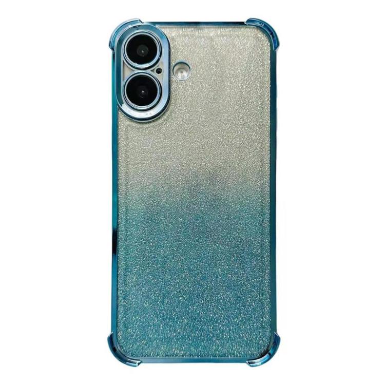 

For iPhone 17 Electrpolated Glitter Four-corner Shockproof Space TPU Phone Case(Gradient Blue)