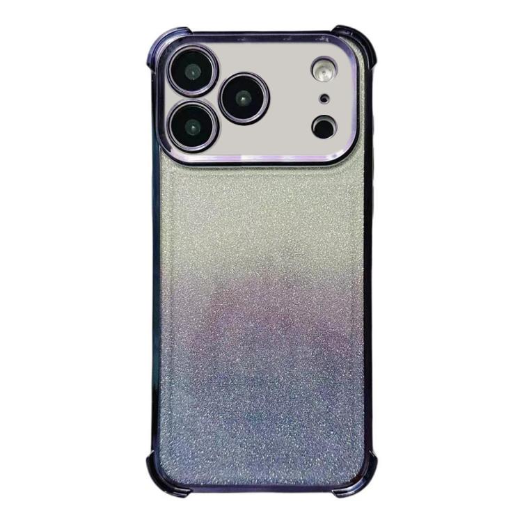 

For iPhone 17 Pro Electrpolated Glitter Four-corner Shockproof Space TPU Phone Case(Gradient Purple)