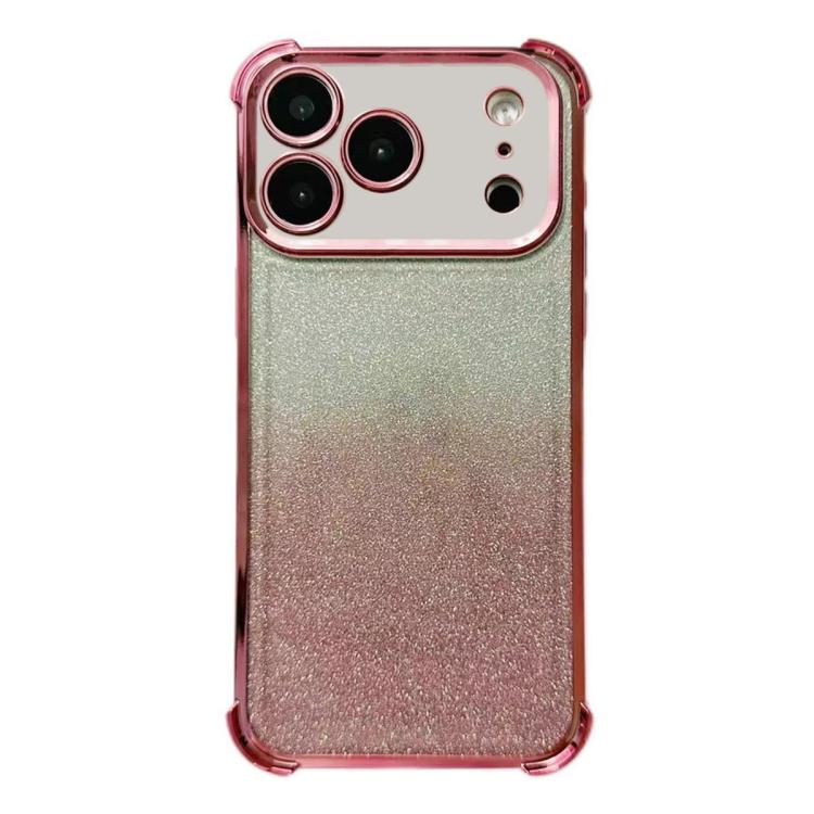 

For iPhone 17 Pro Max Electrpolated Glitter Four-corner Shockproof Space TPU Phone Case(Gradient Pink)