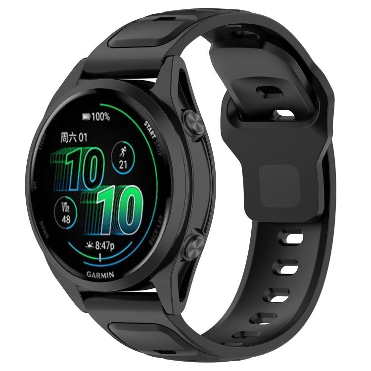 

20mm Reverse Buckle Two Color Silicone Watch Band(Black)