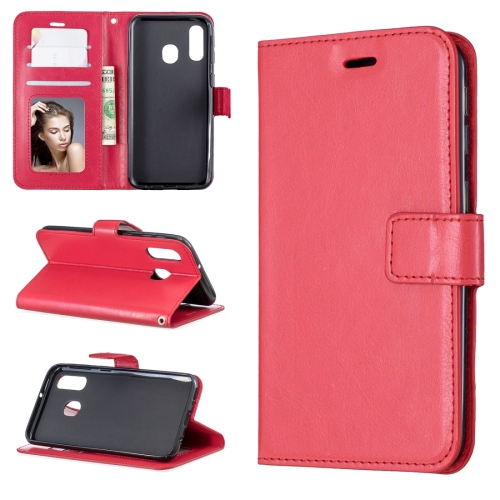 

Crazy Horse Texture Horizontal Flip Leather Case with Holder & Card Slots & Wallet & Photo Frame for Galaxy A20E(Red)