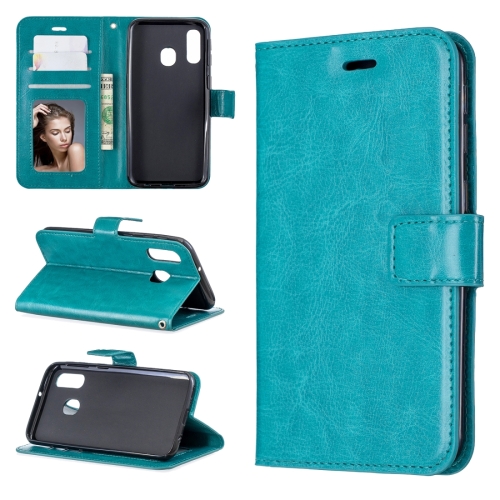 

Crazy Horse Texture Horizontal Flip Leather Case with Holder & Card Slots & Wallet & Photo Frame for Galaxy A20E(Blue)