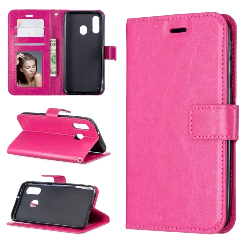 

Crazy Horse Texture Horizontal Flip Leather Case with Holder & Card Slots & Wallet & Photo Frame for Galaxy A20E(rose)