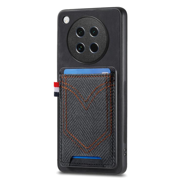 

For OPPO Find X8s Denim Texture Leather Skin Phone Case with Card Slot(Black)