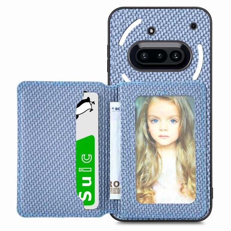 

For Nothing Phone 3a Carbon Fiber Magnetic Card Bag Phone Case(Blue)