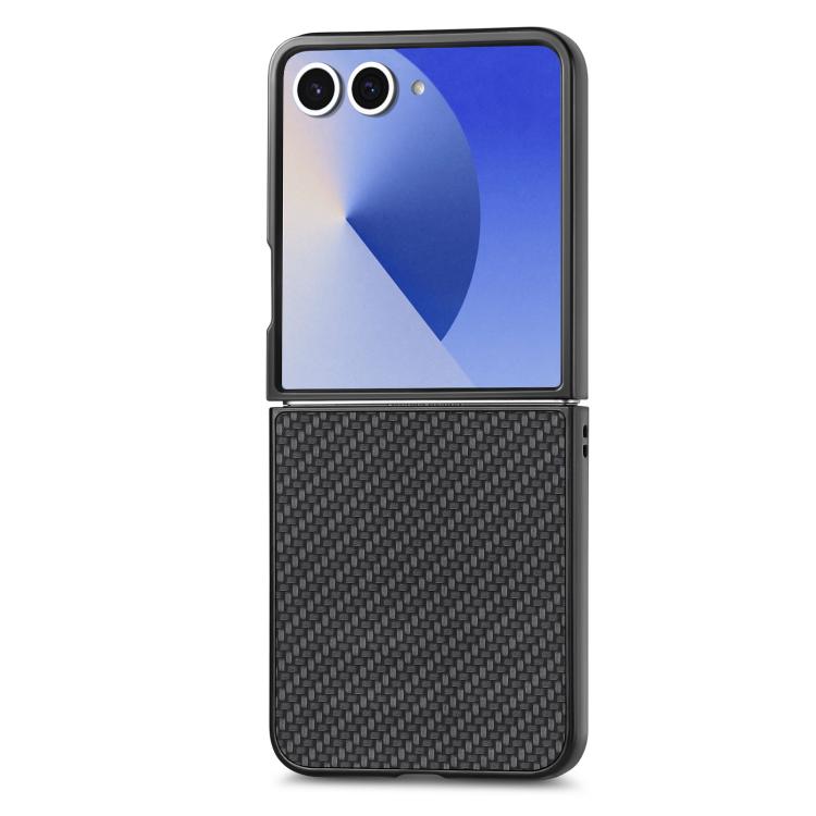 

For Samsung Galaxy Z Flip 7 5G Carbon Fiber Texture Leather Back Phone Case(Black)
