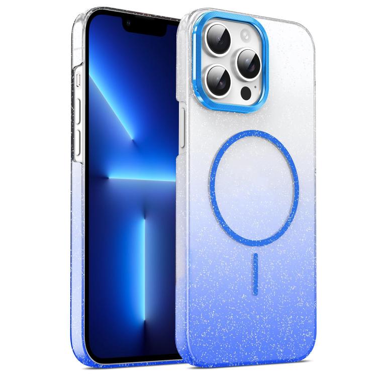 

For iPhone 13 Pro Gold Diamond Glitter Gradient MagSafe Shockproof Phone Case(Blue)