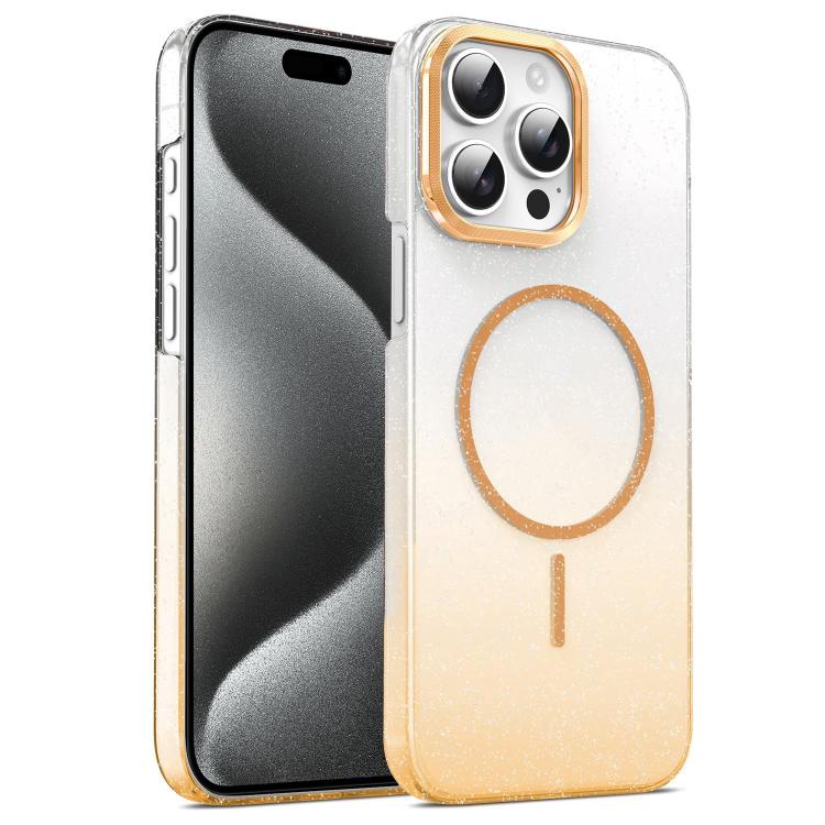 

For iPhone 15 Pro Max Gold Diamond Glitter Gradient MagSafe Shockproof Phone Case(Gold)