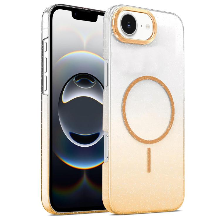 

For iPhone 16e Gold Diamond Glitter Gradient MagSafe Shockproof Phone Case(Gold)