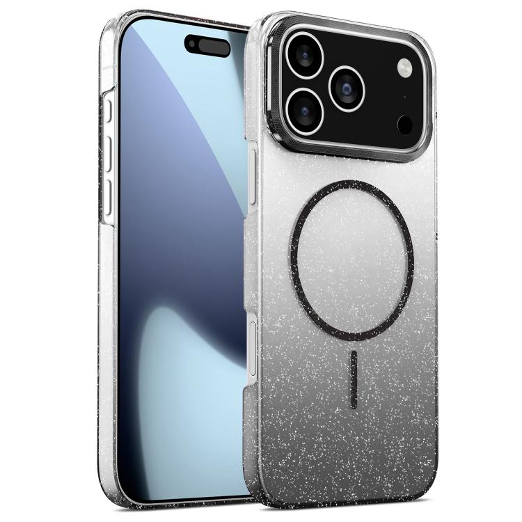 

For iPhone 17 Pro Max Gold Diamond Glitter Gradient MagSafe Shockproof Phone Case(Black)