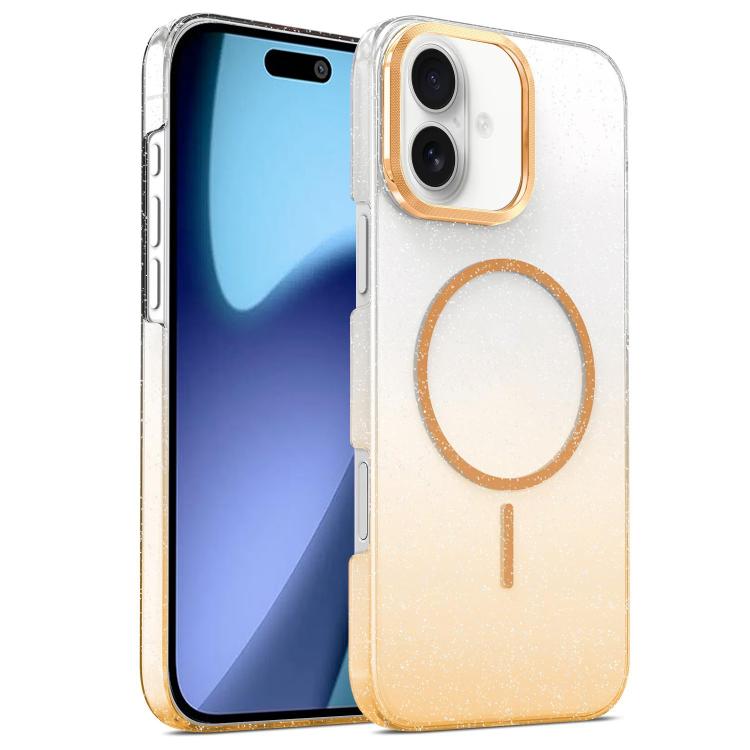 

For iPhone 17 Gold Diamond Glitter Gradient MagSafe Shockproof Phone Case(Gold)